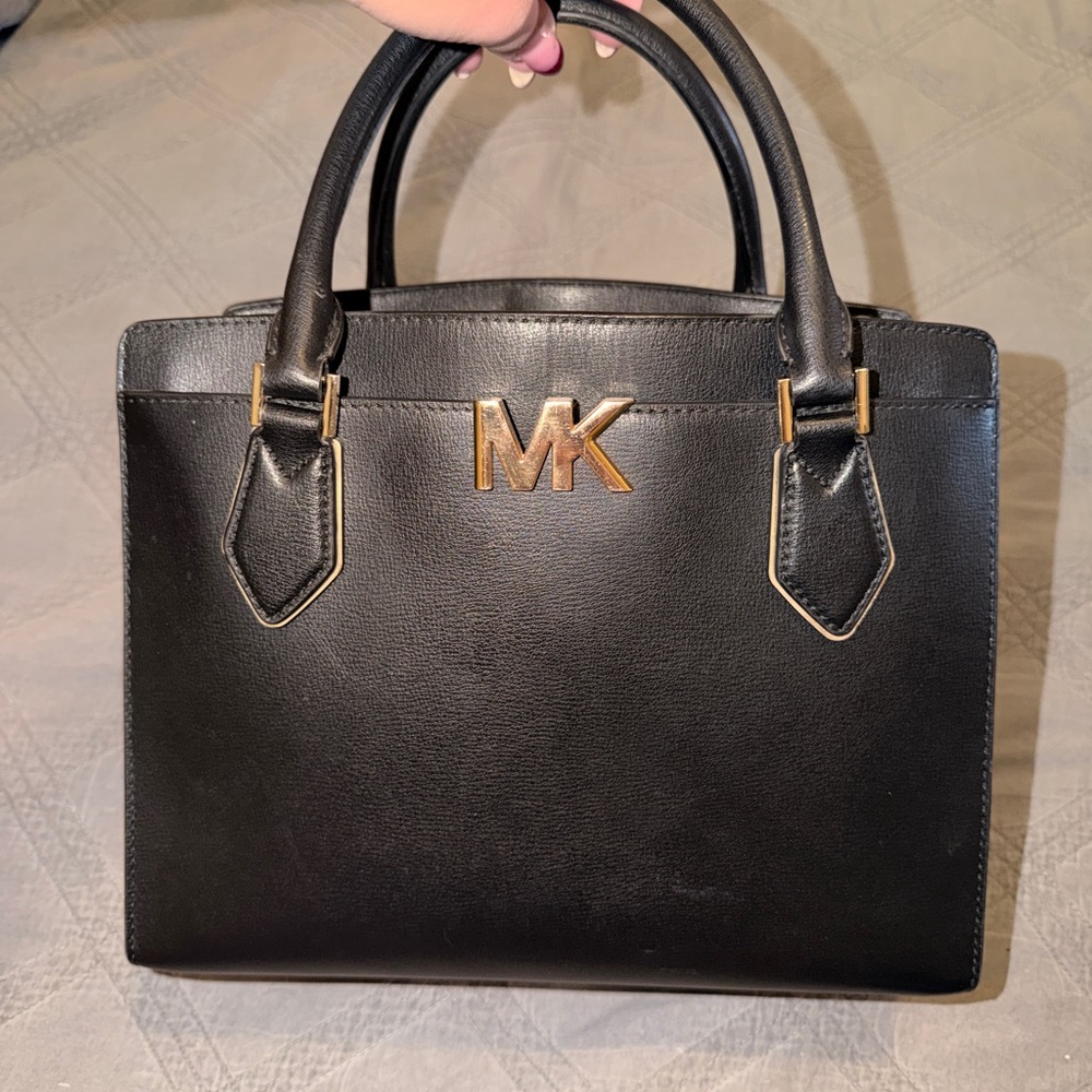 Michael Kors Black Satchel with Gold Accents